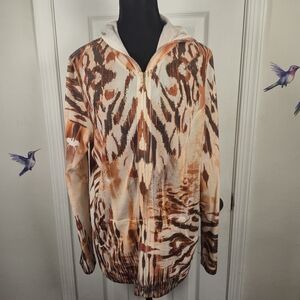 Zenergy by Chico’s Abstract Ikat Embellished Zip-Up Hoodie Size L